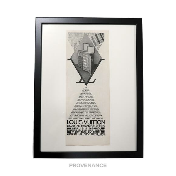 🔴 Louis Vuitton Antique Newsprint Ad- Monogram Drawer Trunk - Picture 1 of 8